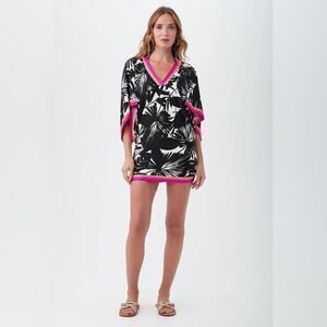 NWT- TRINA TURK- LENNOX V-NECK TUNIC SWIM COVER-UP DRESS- SIZE SMALL